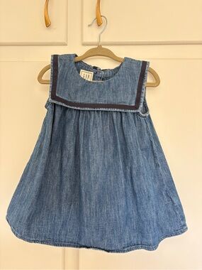 GAP X Doen Sleeveless Denim Sailor Dress with Dark Trim